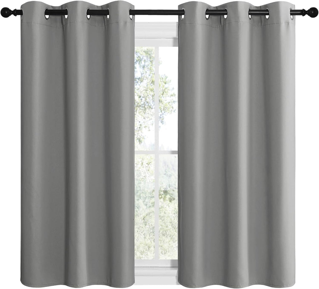 NICETOWN Thermal Insulated Blackout Curtains - Kids Window Drapes for Nursery | Silver Grey, 2 Panels (W42 x L50-Inch)