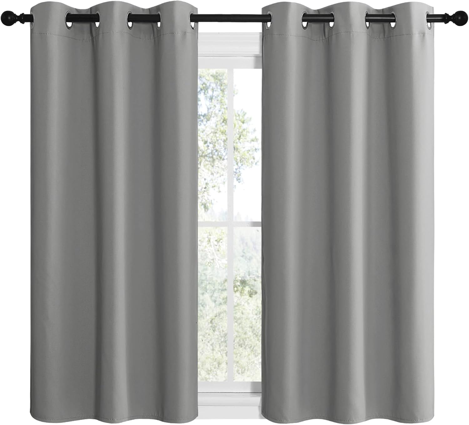 NICETOWN Thermal Insulated Blackout Curtains - Kids Window Drapes for Nursery | Silver Grey, 2 Panels (W42 x L50-Inch)