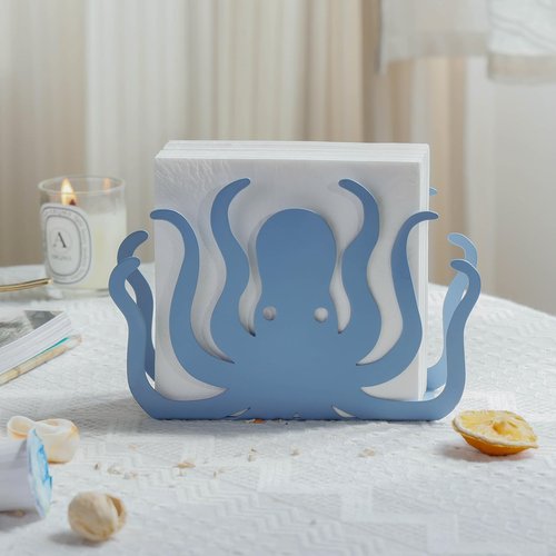 NIKKY HOME Napkin Holder for Tables, Octopus Iron Napkin Dispenser for Kitchen, Blue Freestanding Napkin Holders for Farmhouse Restaurants Home Party Decor