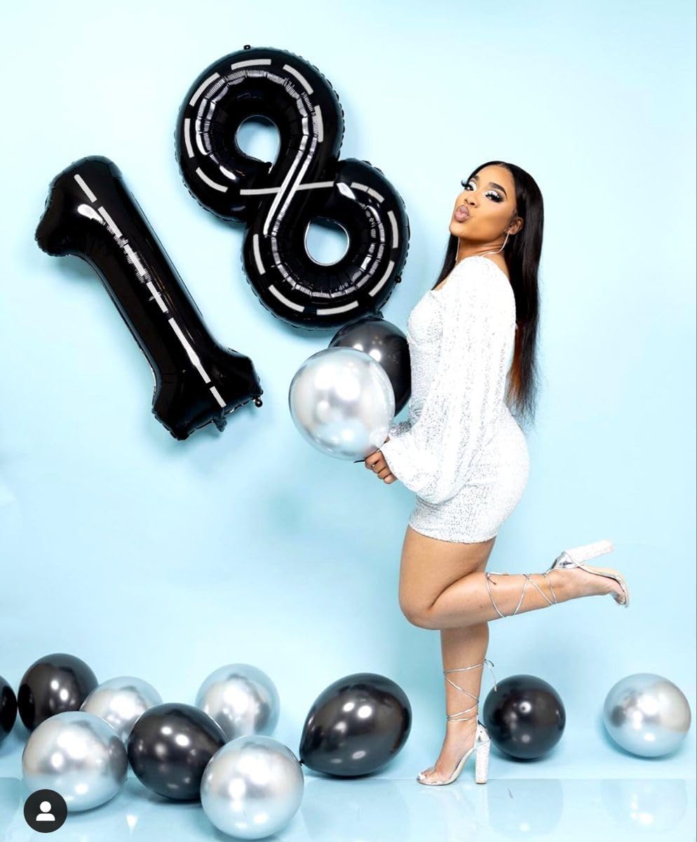 40 Inch Number 8 Balloon - Black 8 Birthday Decorations for Men & Boys | Party Supplies for Weddings & Graduations