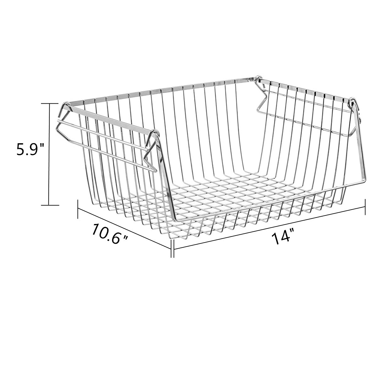 SANNO Stacking Baskets Bin Baskets Wire Storage Baskets Organization Farmhouse Scoop Baksket for Pantry, Kitchen, Closets, Bathroom, Cabinets, Kitchen, Set of 3