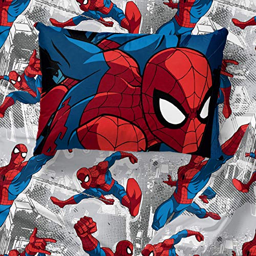 Marvel Spiderman Twin Comforter Set - 4 Piece Kids Bedding Bed in a Bag