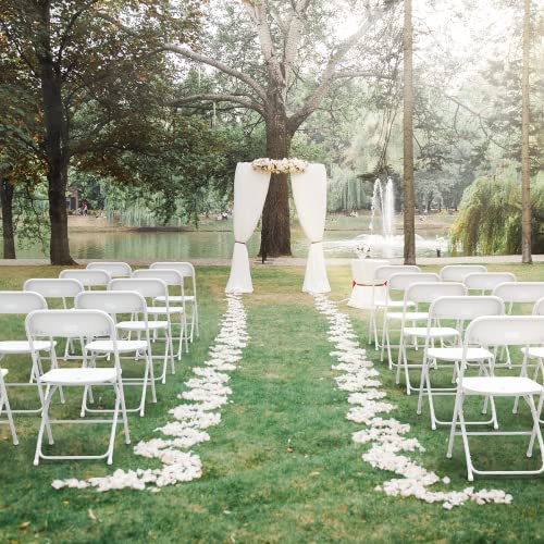 Heavy-Duty Plastic Folding Chair with Padded Seat, White Indoor Outdoor Chair