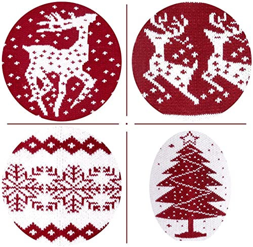 Starry Dynamo 26 Inch Set of 4 Nordic Knitted Christmas Stockings Burgundy & White - Holiday Decor