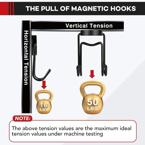 Buelkmag Magnetic Hooks - Heavy Duty 50Lbs+ Magnet Hooks for Outdoor Use | 4 Pack (Black)