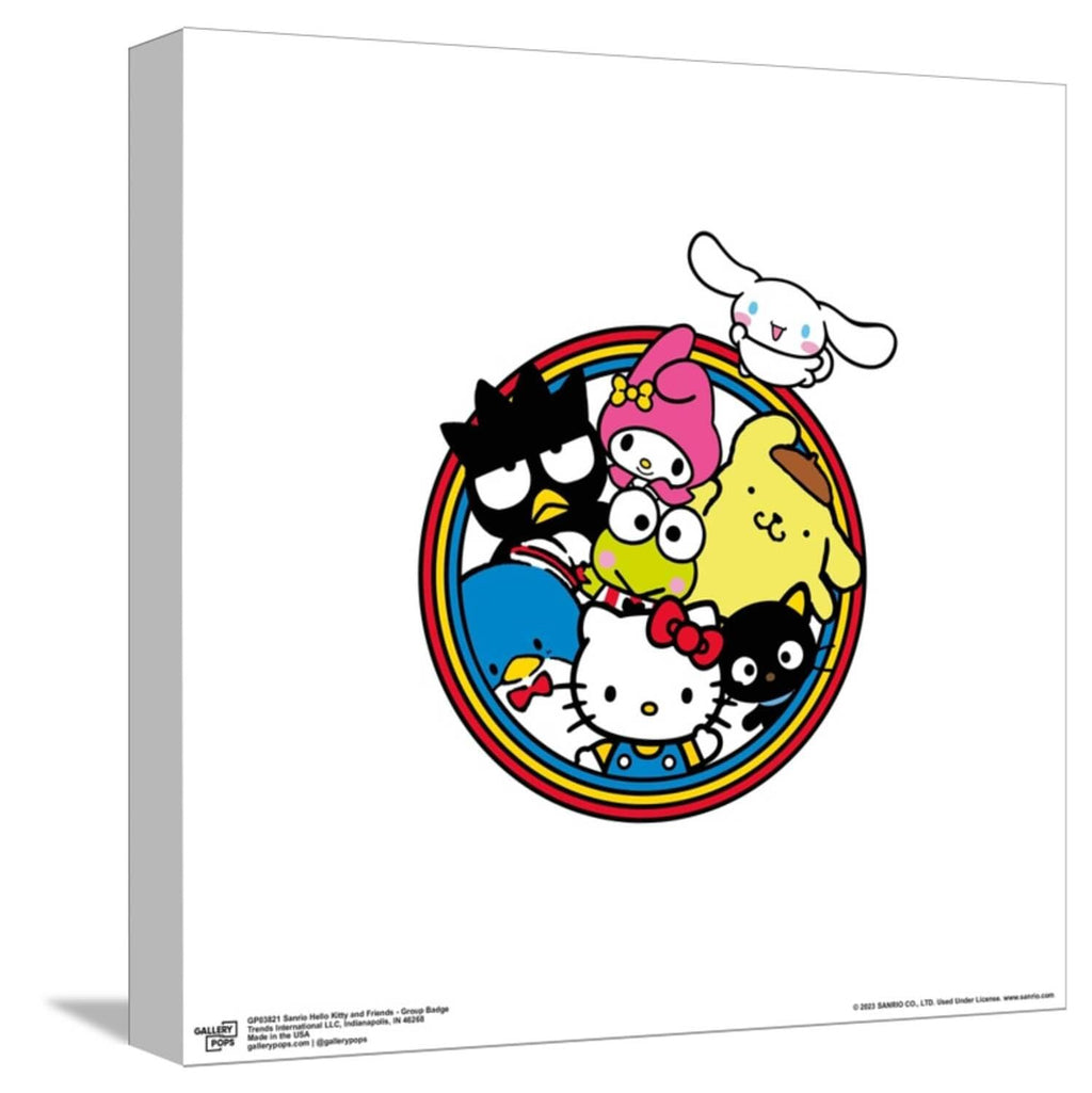Trends International Gallery Pops Sanrio Hello Kitty and Friends - Group Badge Canvas Wall Art Wall Poster, 12.00" x 12.00", Stretched Canvas
