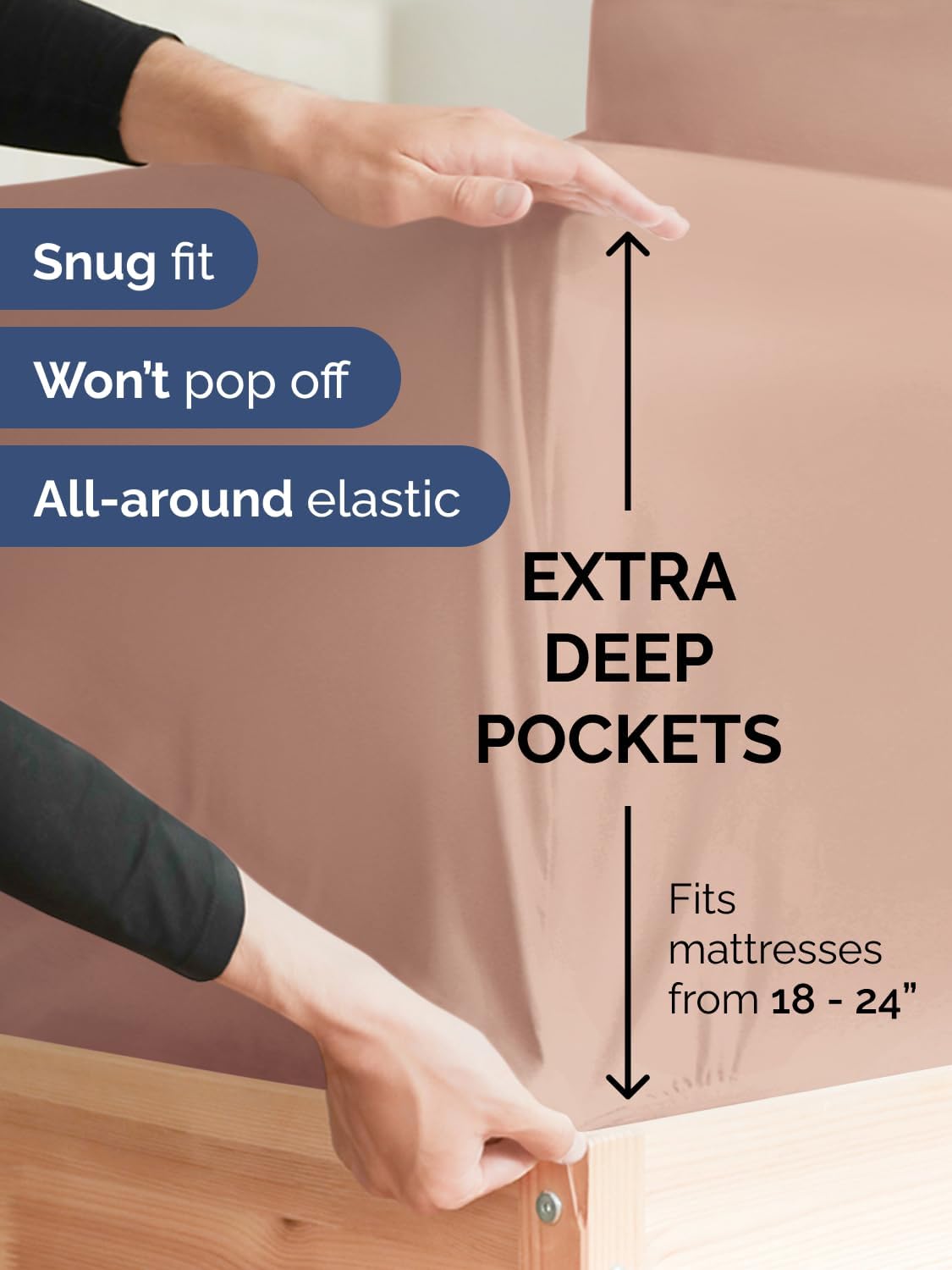 Skiennix Extra Deep King Sheet Set - 6 Piece Breathable Cooling Bedding - Soft, Wrinkle-Free Mauve