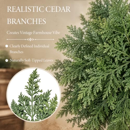 Artificial 18-Inch Cedar Branches for Christmas Decor - 12 Pack