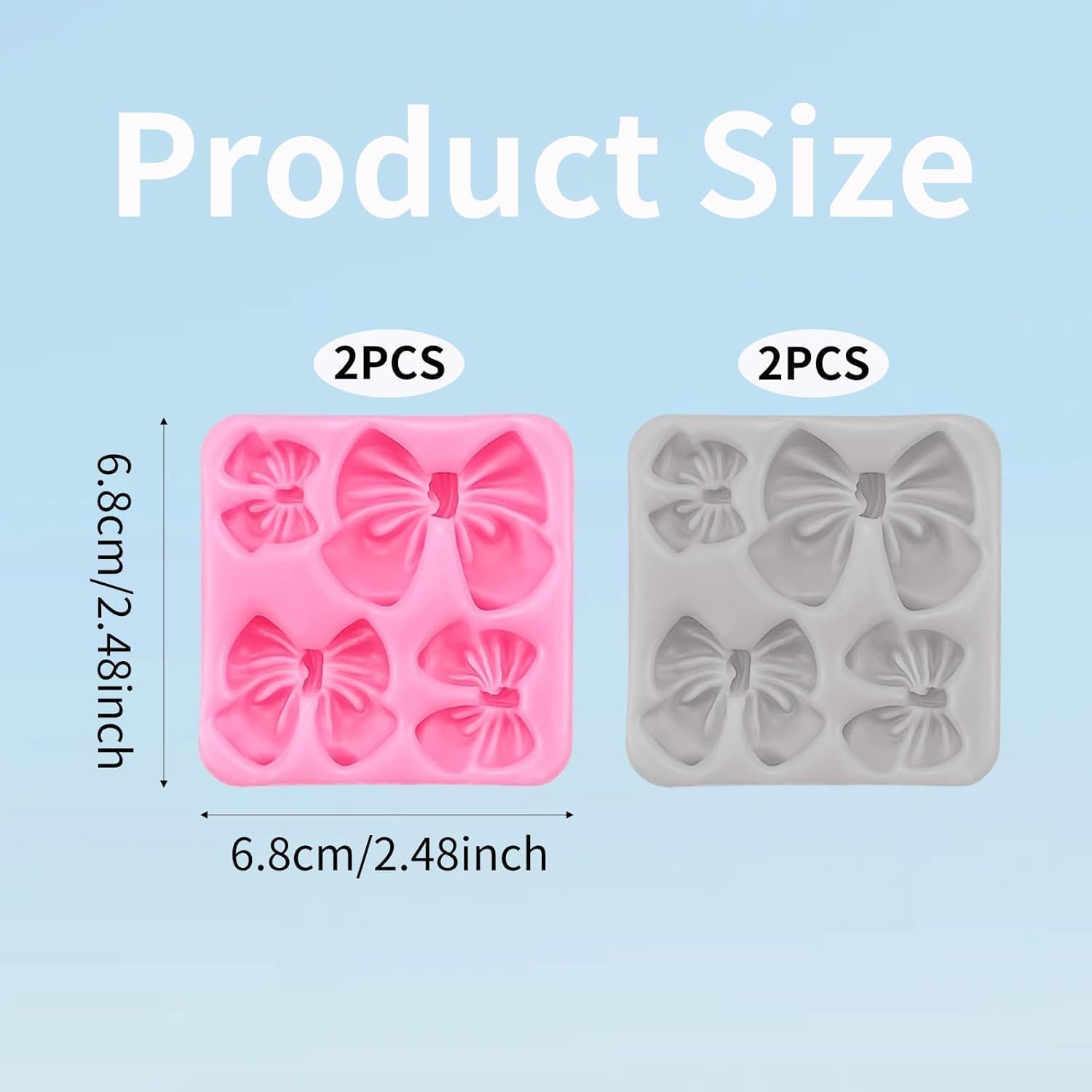 Skiennix Silicone Bow Molds - 4Pcs Set for Cakes, Cupcakes, Chocolate & Resin Crafts | Pink & Gray