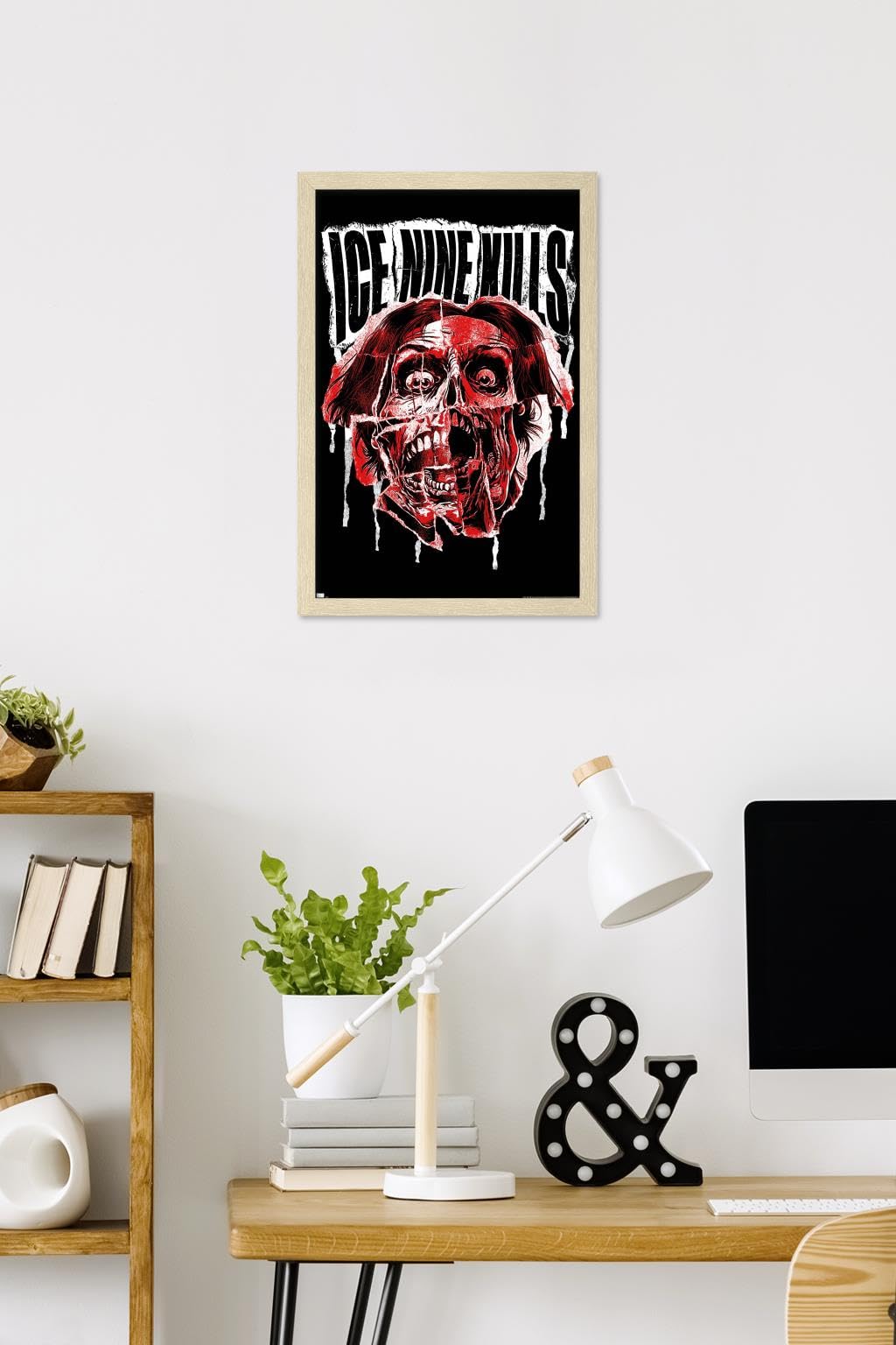 Ice Nine Kills - Scream Face Wall Poster, 22.4L" x 14.7W", Blonde Framed Version