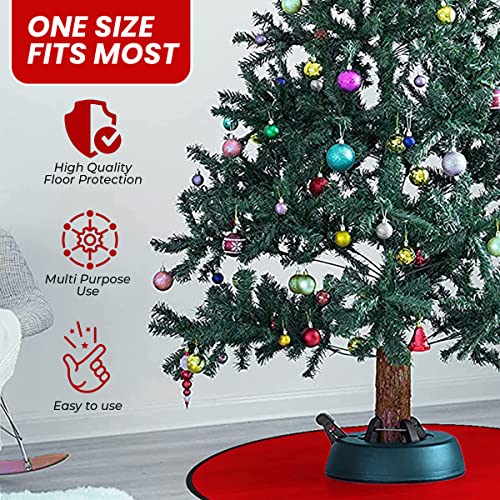 Reversible Christmas Tree Stand Mat - Waterproof Floor Protector in Red & Green - 30 Inch