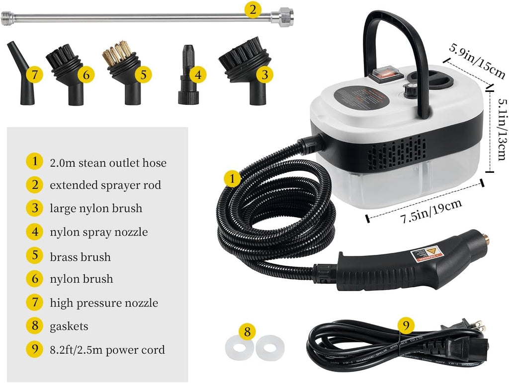Skiennix 7-in-1 Steam Cleaner - 2500W High Pressure Handheld Steamer for Home & Car Cleaning