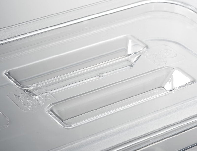 CURTA 6 Pack NSF Notched Food Pan Cover, 1/6 Size Clear Polycarbonate Lid with Handle for Commercial Food Pan, Dishwasher & Freezer Safe Plastic Clear