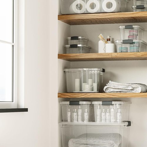 Superio Storage Bins with Lids, Clear Plastic Containers for Organizing, Stackable Totes, BPA Free, Odor Free, Organizer Boxes for Home, and Dorm (4 Pack, 36 Qt)