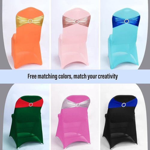 LEBENGURU Royal Blue Chair Sashes - 30pcs Premium Stretch Bows with Buckle Slider for Weddings & Events