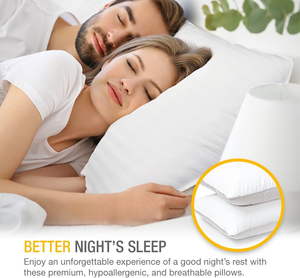 Skiennix Premium Gel Pillows - Luxury Plush Soft Bed Pillows for Home & Hotel | Standard Size, White (Pack of 2)