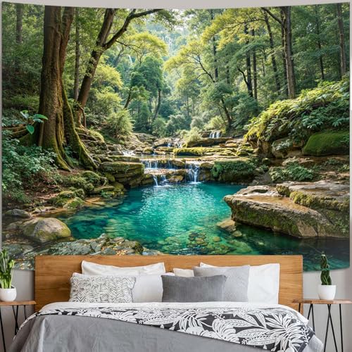 Nature Forest Wall Tapestry - Green Tree Landscape Wall Hanging Decor