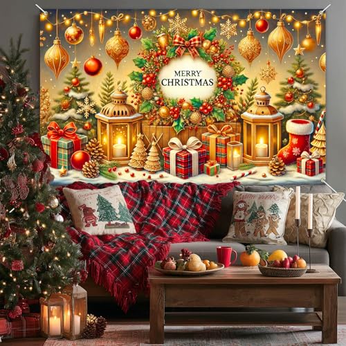 Merry Christmas Banner 71x43 in Holiday Decor Festive Wall Backdrop - BlissYard Christmas Banner #03
