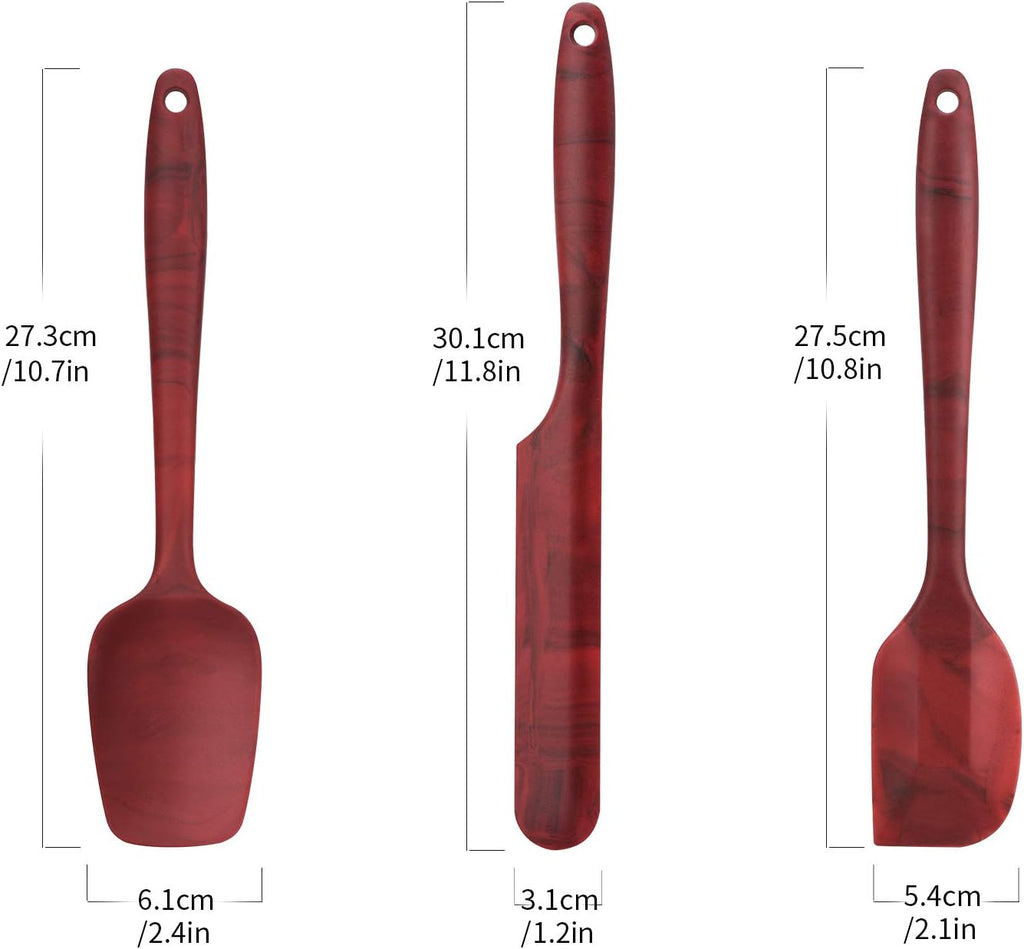 Skiennix Silicone Spatula Set - BPA-Free, High-Temperature Resistance, Non-Stick Design | 3-Pack with Marble Pattern