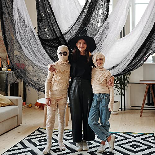 5-Pack Halloween Creepy Cloth - 30 x 72 Inch Spooky Gauze (3 Black, 2 White)