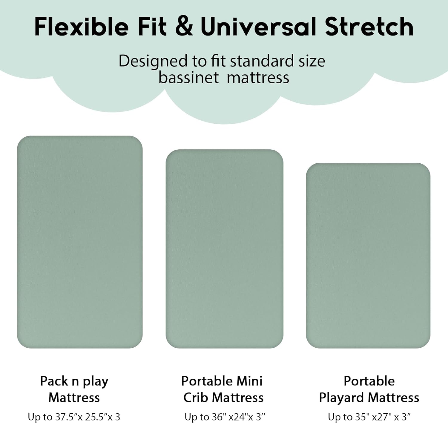 Yoofoss Fitted Pack and Play Sheets - Soft, Breathable 2-Pack Mini Crib Sheets in Green & Giraffe Design