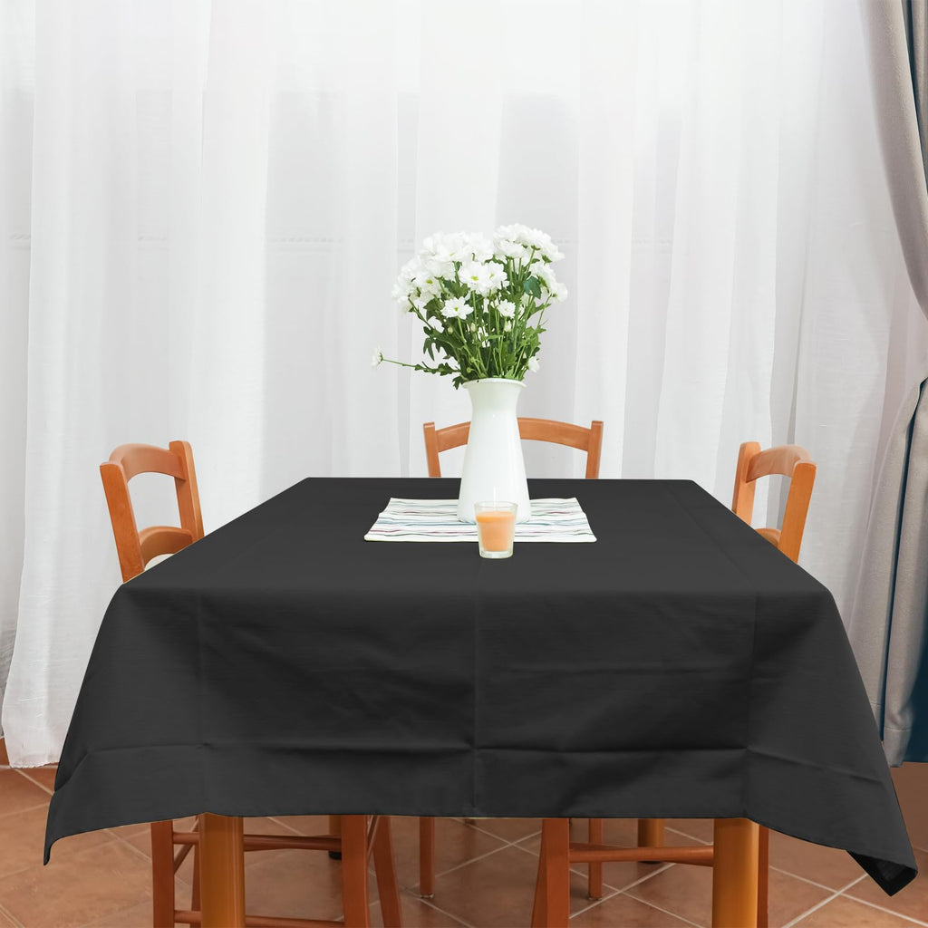 YIDAKO 54 Inch×100 Feet Black Tablecloth Roll Disposable Rectangle Black Table Cloth Roll Plastic Table Covers with Slide Cutter for Birthday Graduations Halloween Party Decorations