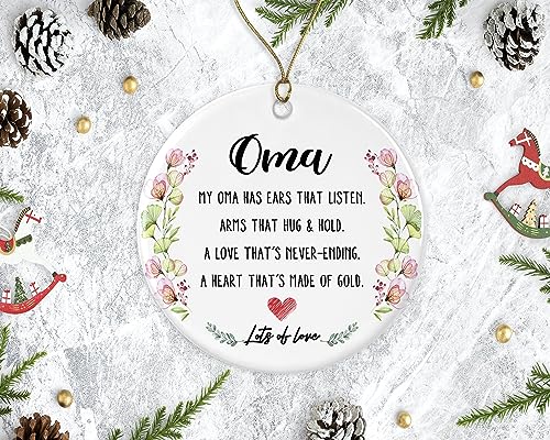 OystersPearl Oma Christmas Ornament - Keepsake Ceramic Holiday Decor Gift