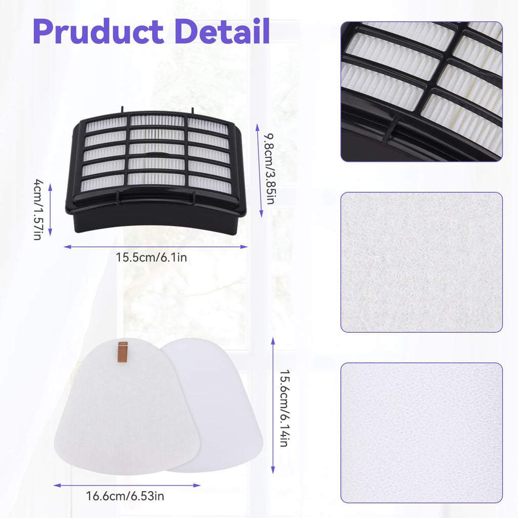 Shark Vacuum Filters Replacement - 2 HEPA, 4 Foam & 4 Faux Felt Filters for NV350, NV351, NV360