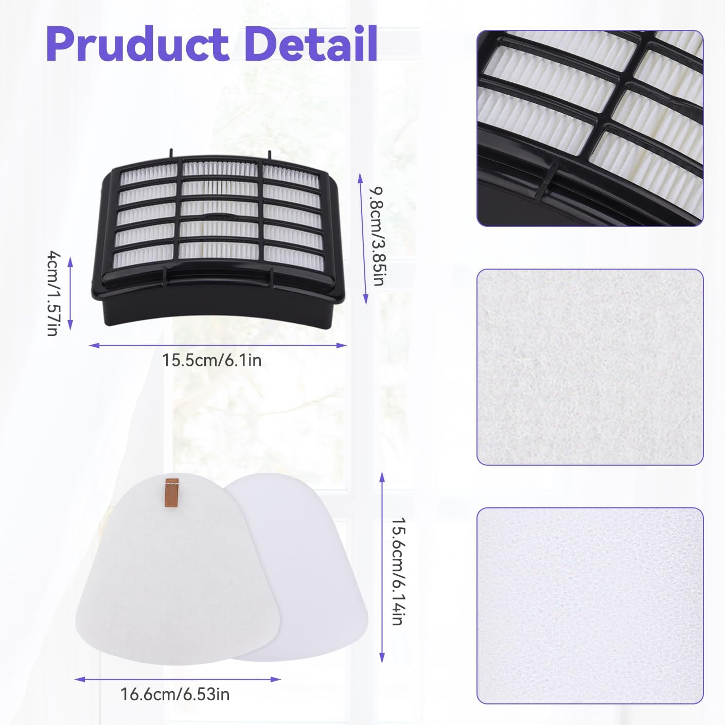 Shark Vacuum Filters Replacement - 2 HEPA, 4 Foam & 4 Faux Felt Filters for NV350, NV351, NV360