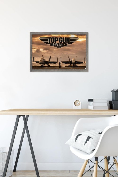 Trends International Top Gun: Maverick - Deck Wall Poster, 14.725" x 22.375", Barnwood Framed Version