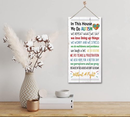 Autism House Decor - 'In This House We Do Autism' Motivational Wood Sign | Inspirational Home Decor