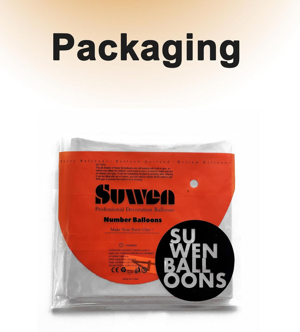 SUWEN 40-Inch White Giant Foil Number Balloons | 0-9 Mylar Birthday & Anniversary Decorations