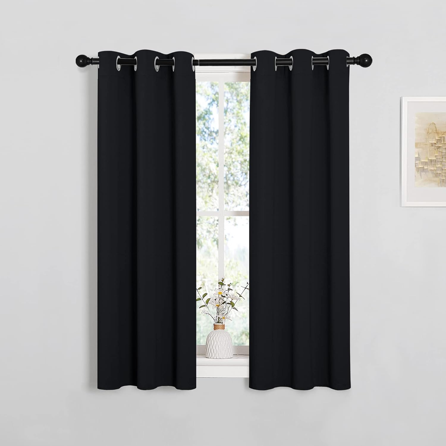 NICETOWN Blackout Curtains - Thermal Insulated Grommet Drapery Panels for Living Room | 2 Panels, 29" x 45", Black