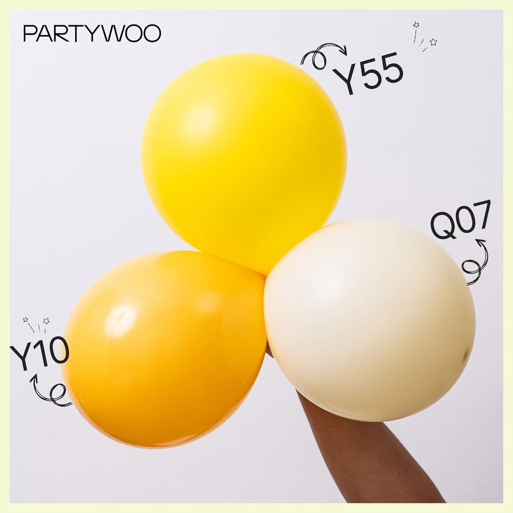 PartyWoo Pastel Yellow Balloon Arch Kit - 152pcs in 5-18 Inch Sizes for Baby Showers & Birthday Parties