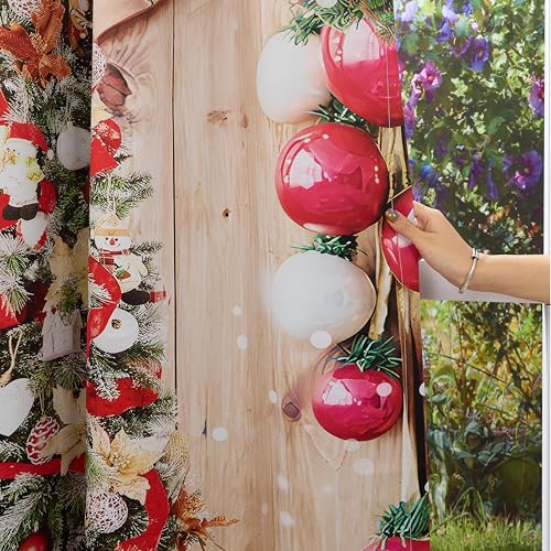 Orange Christmas Blackout Curtains 42x84 Inches Pack of 2 Washable Home Decor