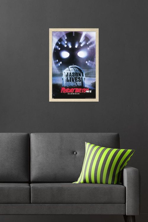 Friday The 13th Part VI: Jason Lives - One Sheet Wall Poster, 22.4L" x 14.7W", Blonde Framed Version