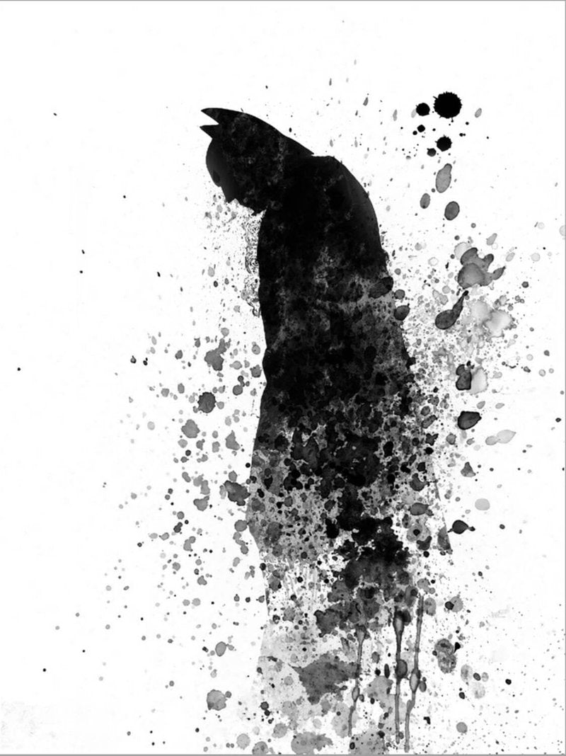 ART.COM Stretched Canvas Print Batman Watercolor III by Jack Hunter, 12" x 16"
