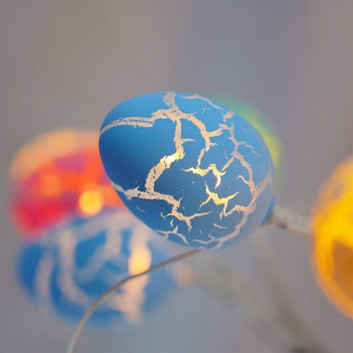 Kemooie 24-Inch Pre-Lit White Birch Tree | 24 Easter Egg Ornaments & LED Lights | Perfect Spring Table Centerpiece