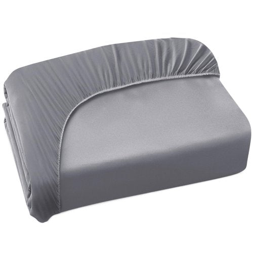 Twin Fitted Sheet Only, Twin Size Sheets for Kids Up to 14 Inches Deep Procket, Single Bed Mattress Sheets Stretchable Breathable Cover, Gray
