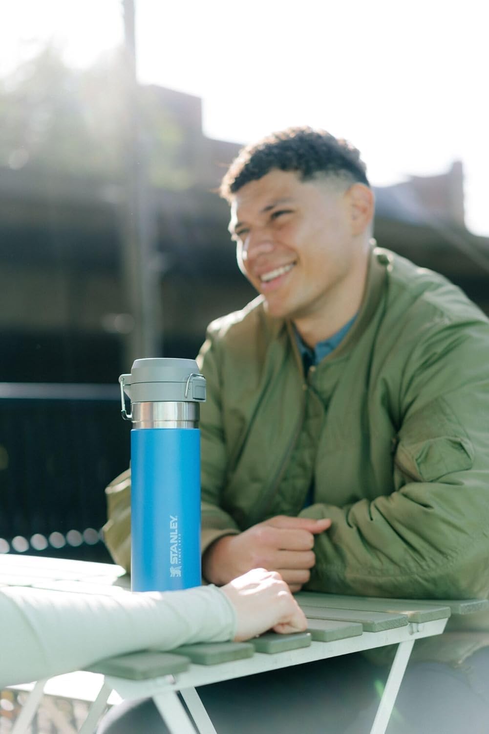 Stanley Quick Flip GO Water Bottle 24 oz - Leakproof, Insulated Stainless Steel | Push Button Lid | Azure
