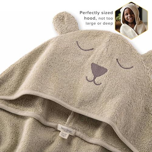 Burt's Bees Baby Organic Cotton Hooded Toddler Bath Towel - Animal Face