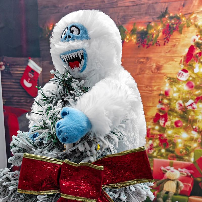TRURENDI 23cm White Christmas Tree Topper Snowman Plush Holiday Decoration