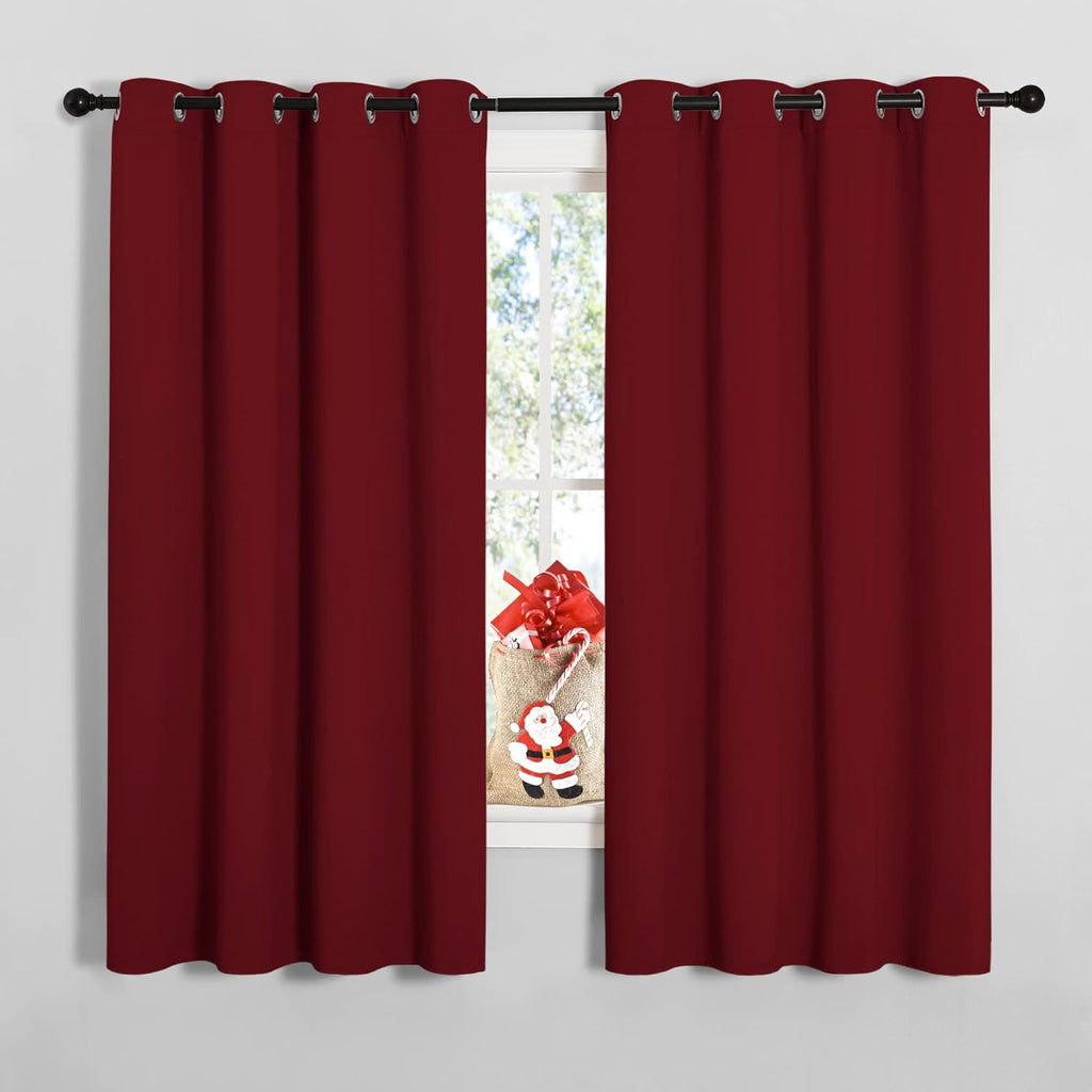 NICETOWN Burgundy Blackout Curtains - Thermal Insulated Drapes for Laundry Room | 55x68 Inch Pair