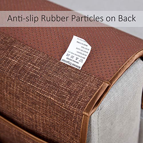 Non-Slip Sofa Armrest Organizer Caddy with Pockets for Remote and Tablet
