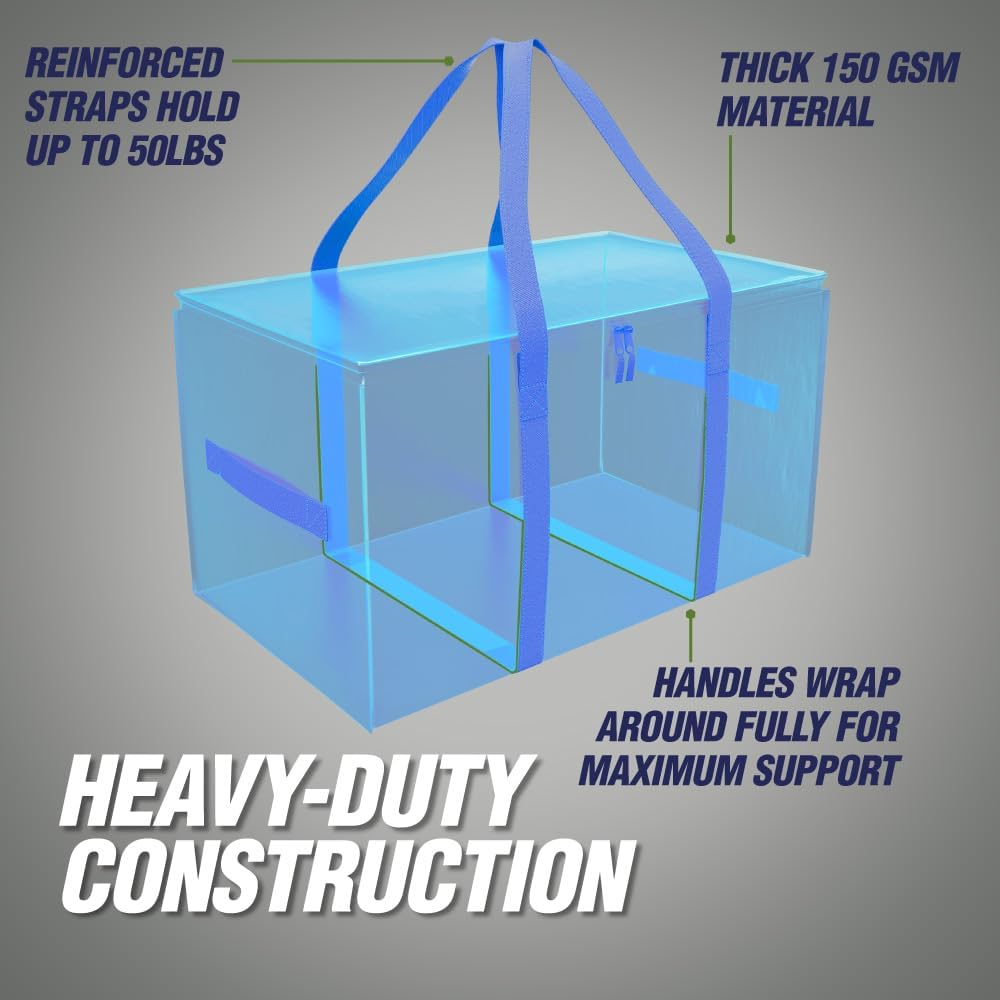 RUGGED RHINO Heavy Duty Extra Large Moving Bags - Durable, Space-Saving Storage | 4 Pack, Blue/Clear