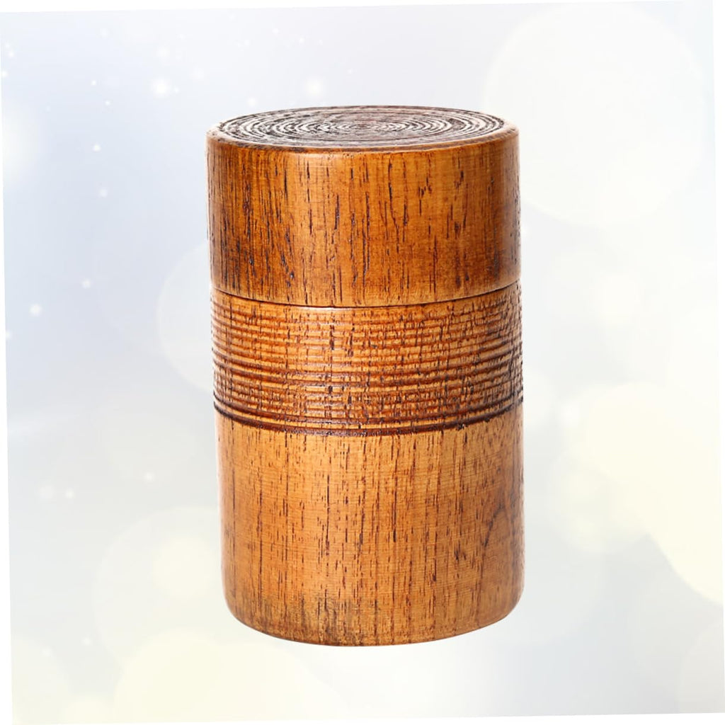 BESTOYARD Classical Chinese Style Wooden Tea Container - Round Sealed can for Tea Storage, Home, Restaurant, Hotel Use