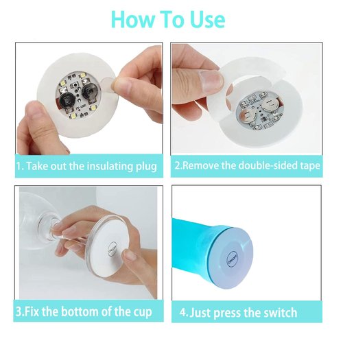 20Pcs LED Coaster Round Flash Cup Mat Sticker Lights for Wine Liquor Bottle, Drinks Party, Bar Party (White)