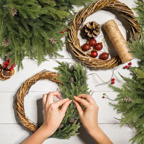6 Pcs Realistic artificial Christmas Pine Branches with Cones - LZNPA