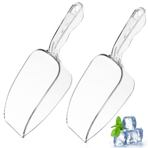 Kichvoe 2Pcs Ice Scoop for Freezer - Clear Plastic Food Scoops - Popcorn Scooper Multi-Purpose for Pet Food Candy Sugar Coffee Grounds