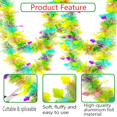 33ft Pastel Easter Tinsel Garland - Glittery Spring Holiday Decor
